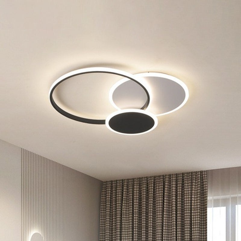 Geometrica Flush Monte Lighting Minimalist Metallic Living Room LED Flush Mount Fixture in Nero