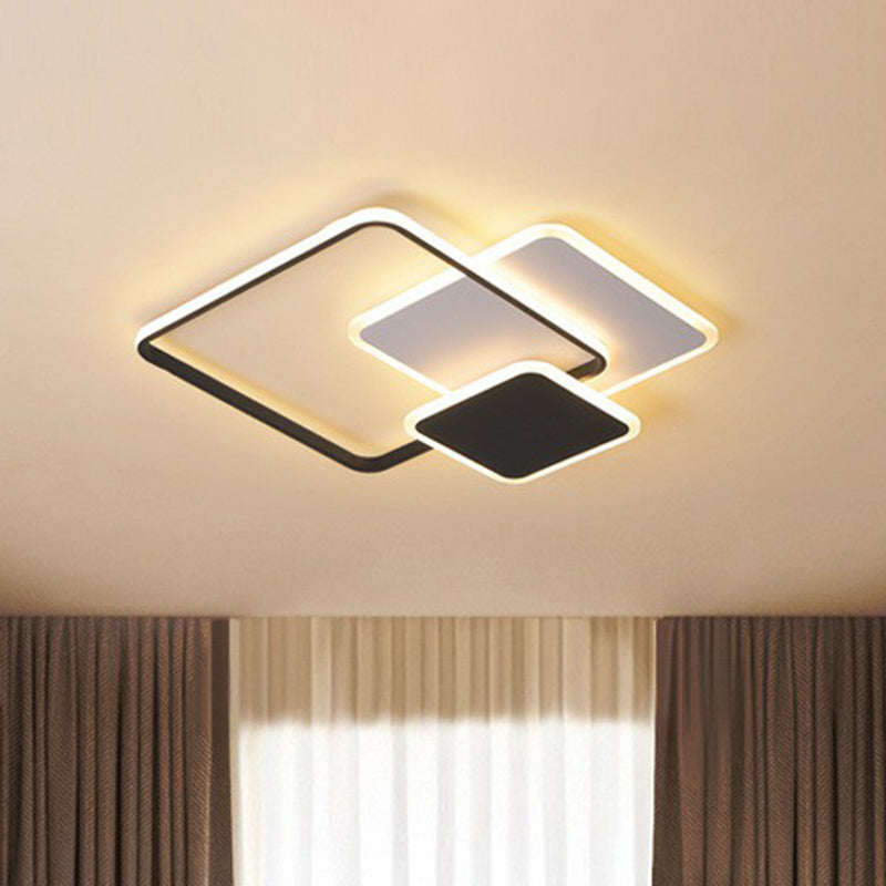 Geometrische Flush Mount verlichting Minimalistische Metallic Woonkamer LED Flush Mount Fixture in zwart