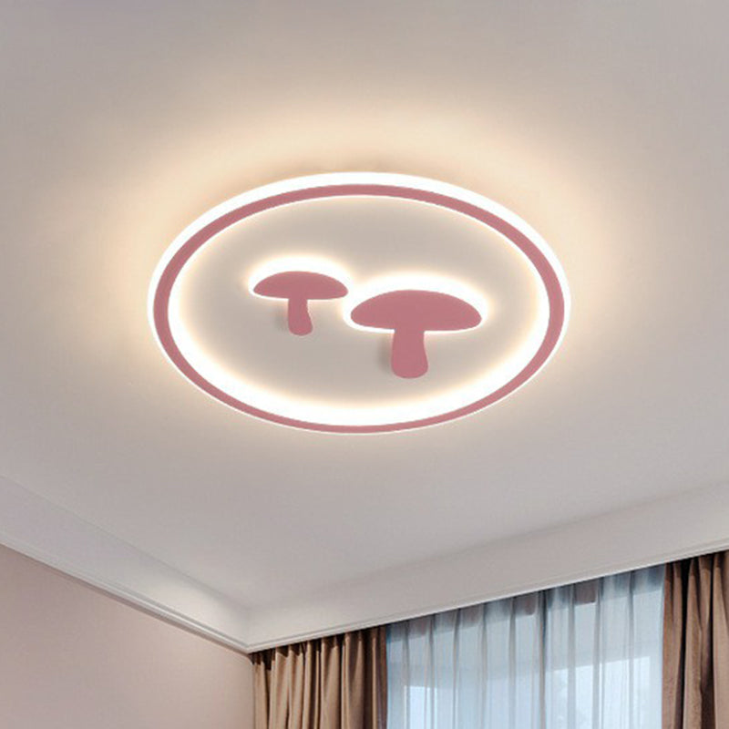 Cartoon Mushroom LED Flush Mount Light Acrylic Bedroom Flush Mount Ceiling Light with Halo Ring