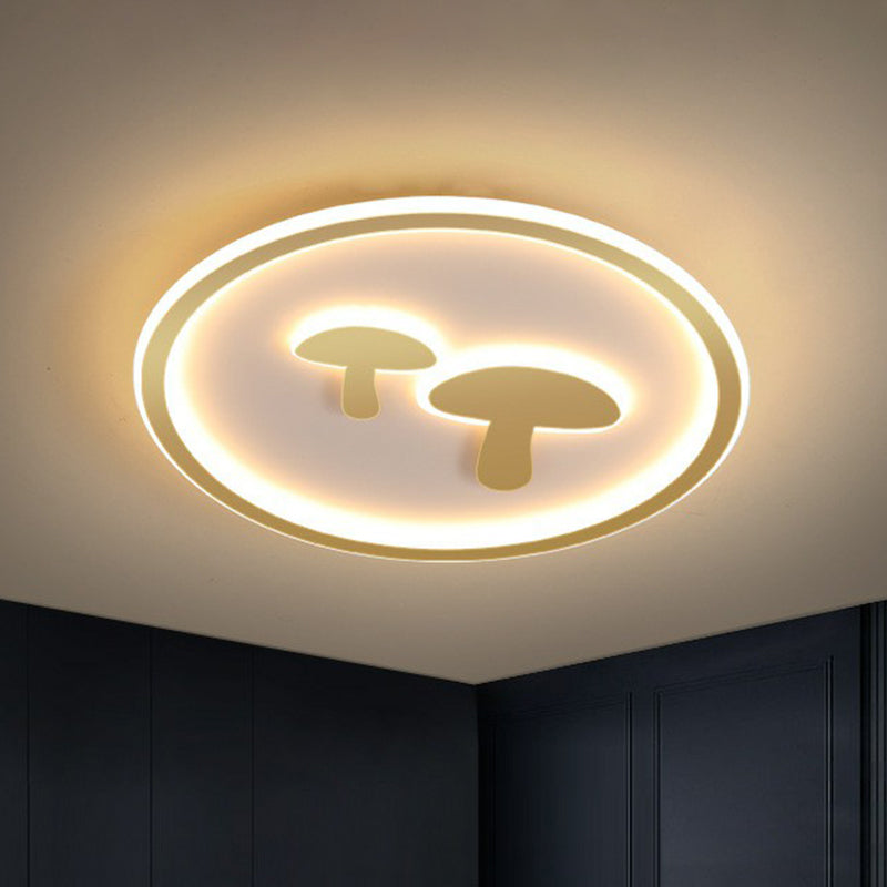 Cartoon-Pilz-LED-Unterputzleuchte, Acryl-Schlafzimmer-Unterputz-Deckenleuchte mit Halo-Ring