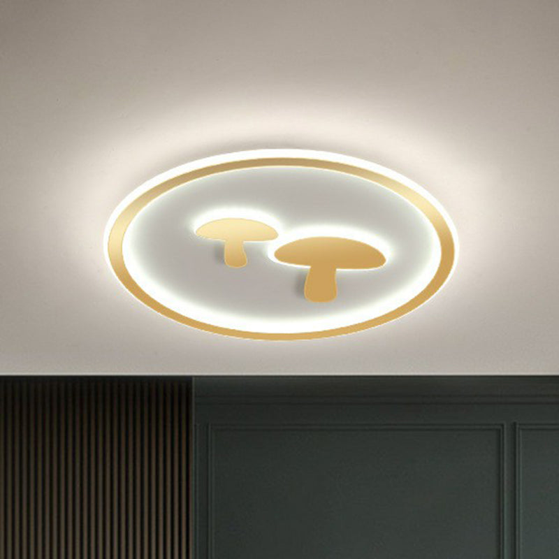 Cartoon Mushroom LED Flush Mount Light Acrylique Bedroom Flush Mount Ceiling Light with Halo Ring