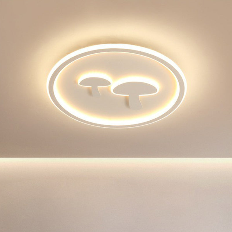 Cartoon Mushroom LED Flush Mount Light Acrylique Bedroom Flush Mount Ceiling Light with Halo Ring