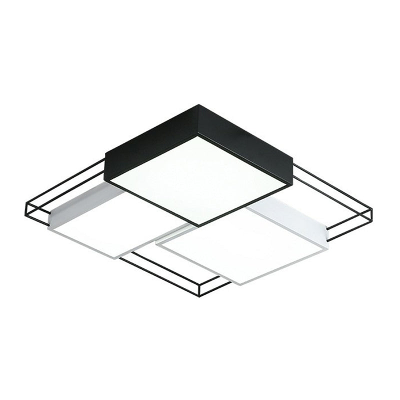 Black and White Splicing Square Flush Light Nordic Metal LED Flush Ceiling Light Fixture