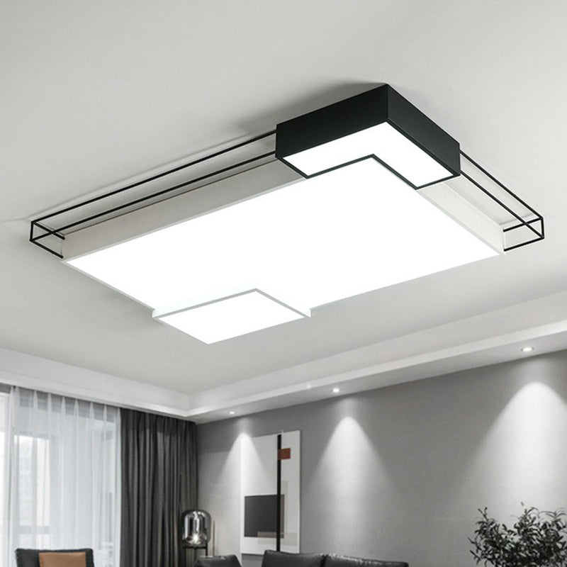 Extra-Thin Living Room LED Flush Mount Light Acrylic Modern LED Flush Ceiling Light Fixture in Black and White