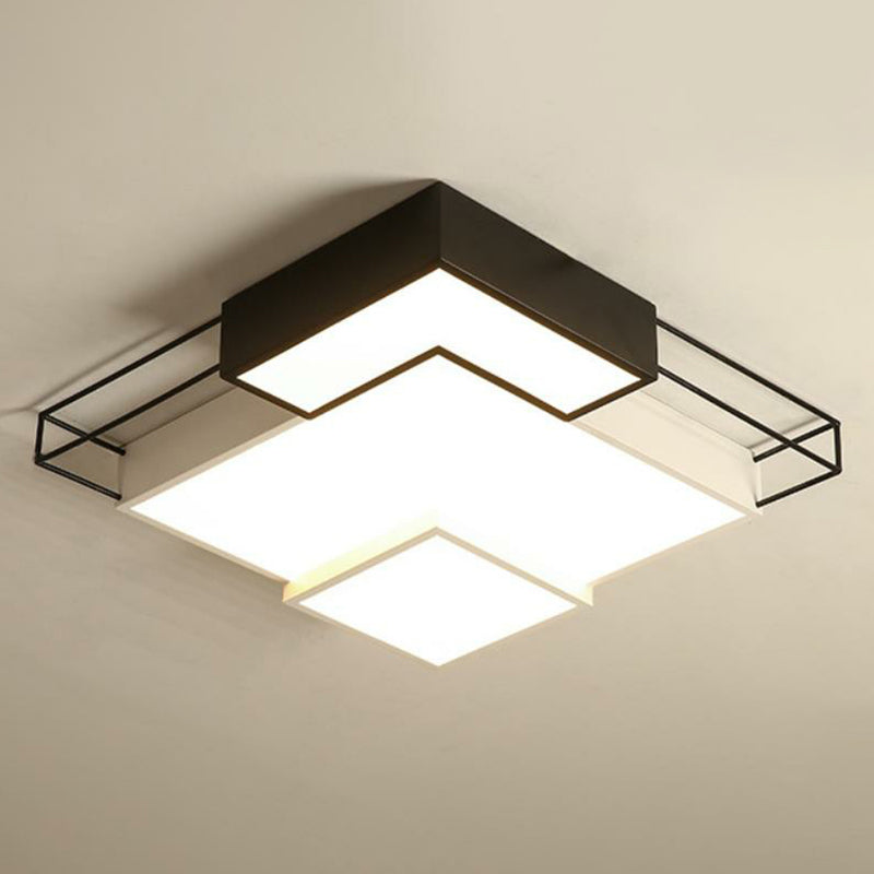 Extra-Thin Living Room LED Flush Mount Light Acrylic Modern LED Flush Ceiling Light Fixture in Black and White