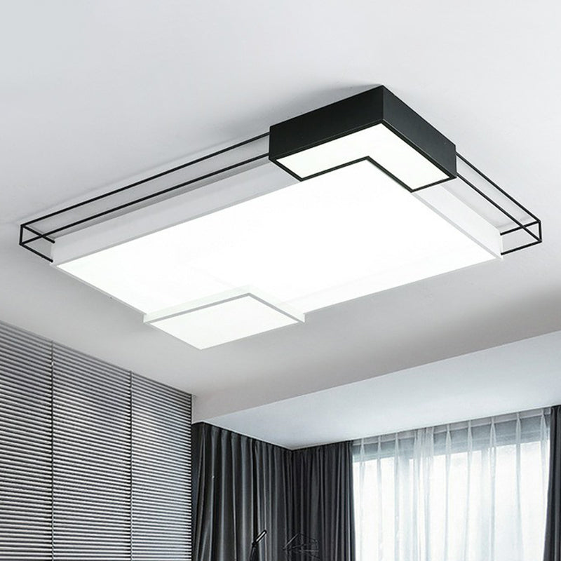 Extra-Thin Living Room LED Flush Mount Light Acrylic Modern LED Flush Ceiling Light Fixture in Black and White