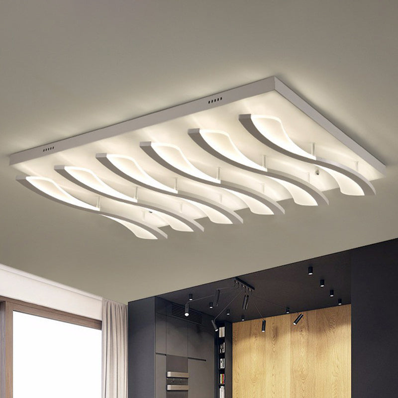 Acrylic Wavy LED Semi Flush Mount Nordic Style White Ceiling Mounted Light for Living Room