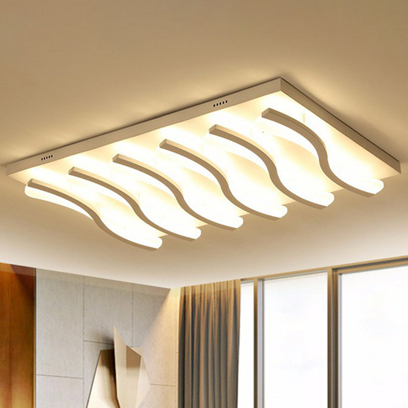 Acrylic Wavy LED Semi Flush Mount Nordic Style White Ceiling Mounted Light for Living Room