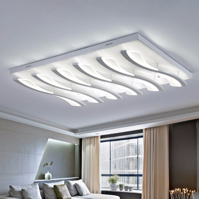 Acrylic Wavy LED Semi Flush Mount Nordic Style White Ceiling Mounted Light for Living Room