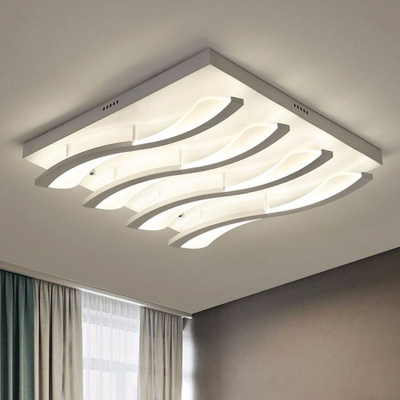 Acrylic Wavy LED Semi Flush Mount Nordic Style White Ceiling Mounted Light for Living Room