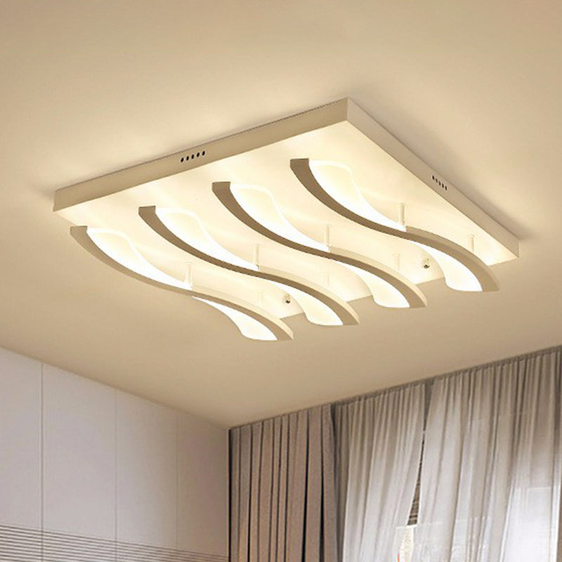 LED ondulé en acrylique Semi Flush Mount Nordic Nordic White Plafond Mouted Light pour le salon