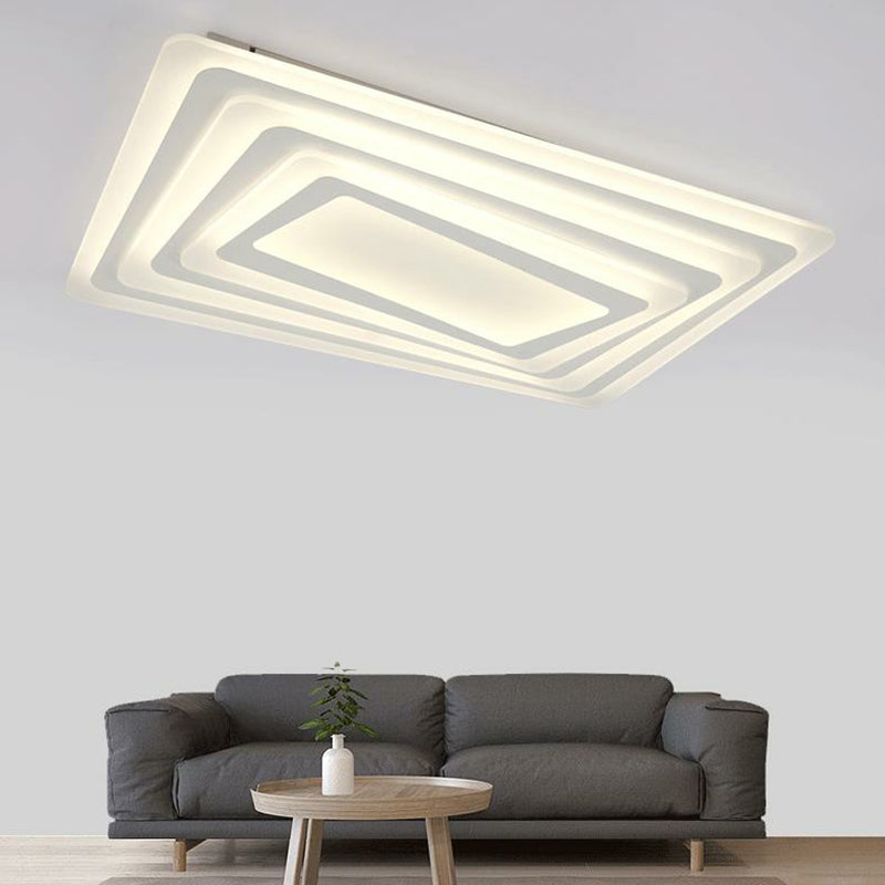 Rettangolare Flush Massimale Light Contemporary Acrilico Living Room LED Flush Montaggio Lighting Fixture in bianco