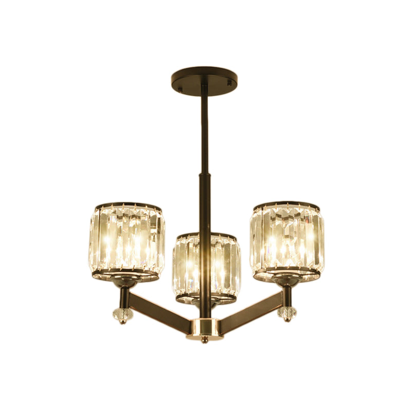 Modernism Starburst Pendant Chandelier Crystal 3/6/8 Lights Hanging Ceiling Light in Black