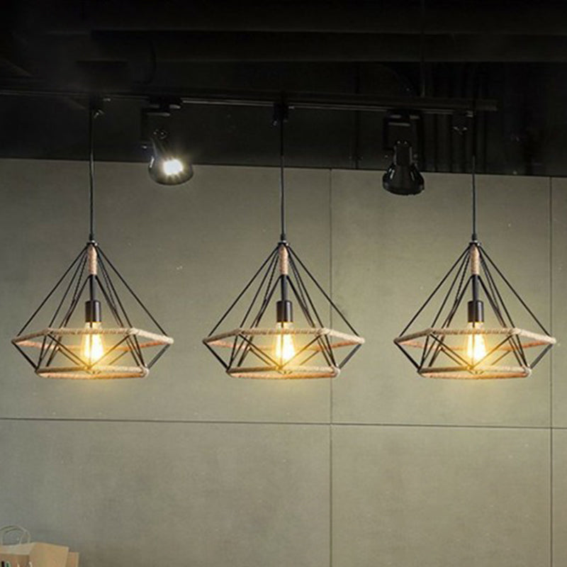 Wrapped Hemp Rope Ceiling Light Industrial Single Restaurant Hanging Pendant Light