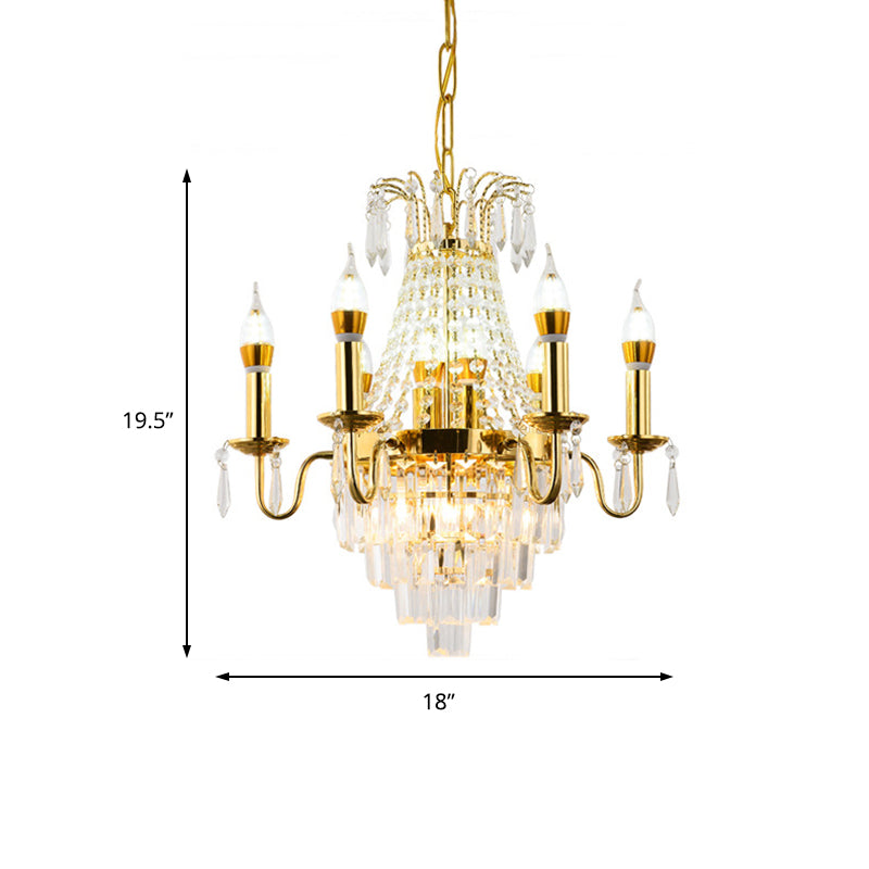 6 Heads Sputnik Chandelier Light Mid-Century Crystal Hanging Lamp in Gold for Living Room