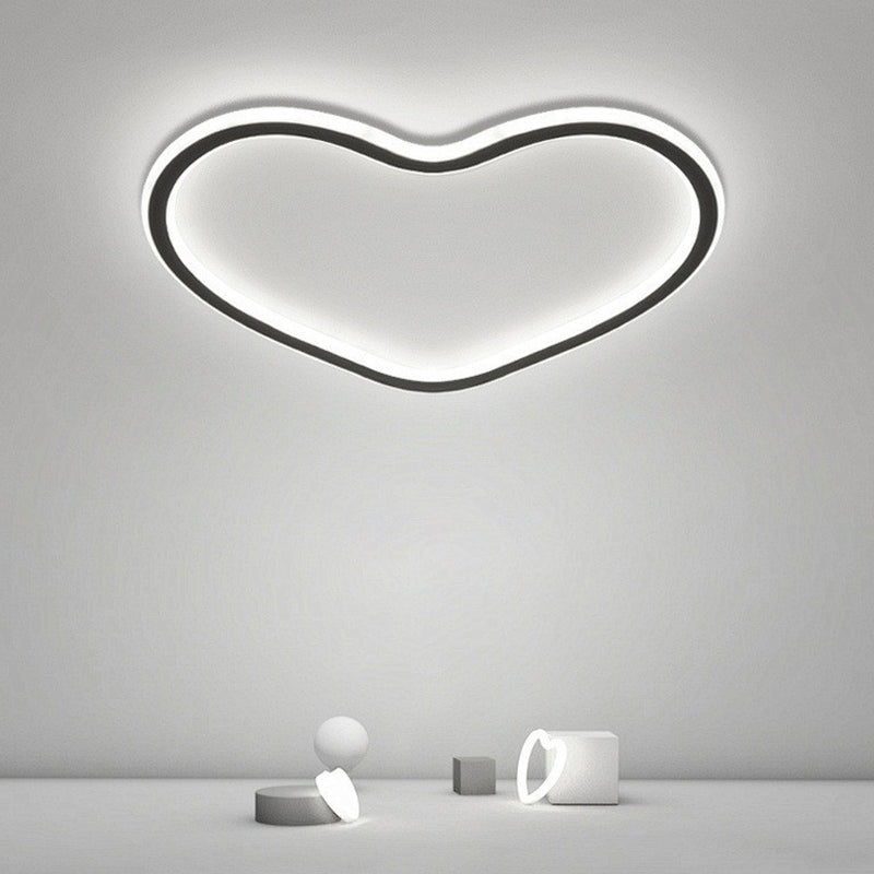 Loop Flush Light Modern Style Aluminum Kids Bedroom LED Flush Ceiling Light Fixture in Black