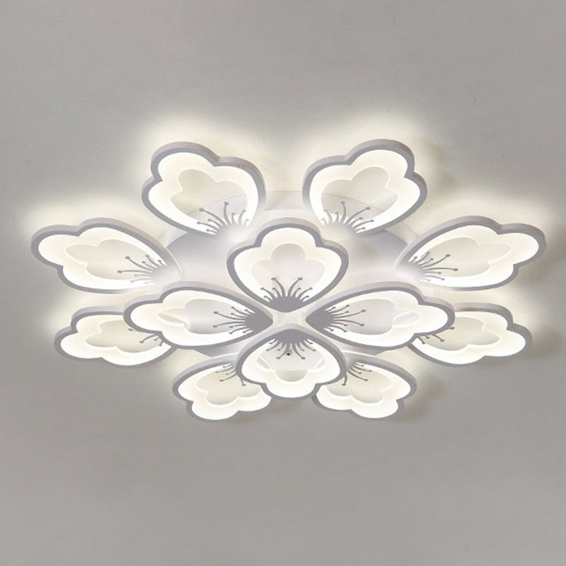 Contemporary Floral Flush Mount Light Acrylic Living Room LED Semi Flush Ceiling Light