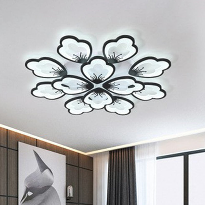 Contemporary Floral Flush Mount Light Acrylic Living Room LED Semi Flush Ceiling Light