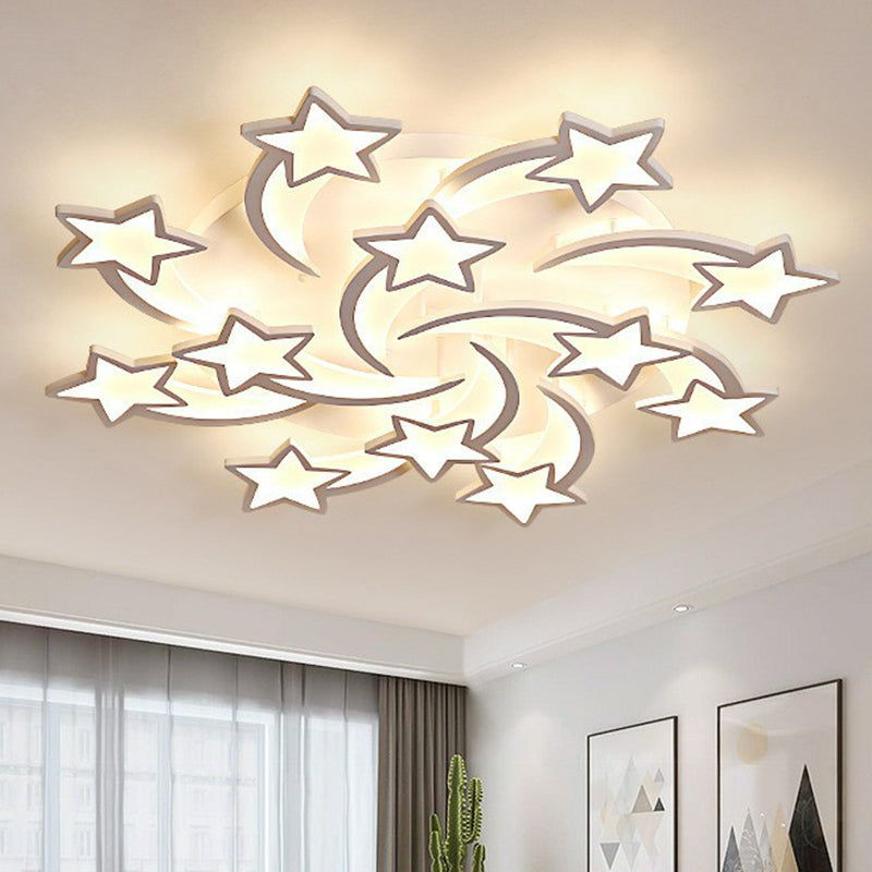 Swirling Star Acrylic Ceiling Mounted Light Minimalist White LED Semi Flush Mount for Living Room