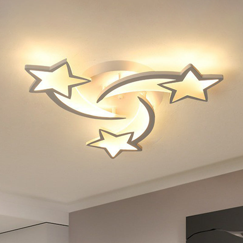 Swirling Star Acrylic Ceiling Mounted Light Minimalist White LED Semi Flush Mount for Living Room