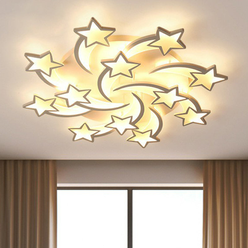 Swirling Star Acrylic Ceiling Mounted Light Minimalist White LED Semi Flush Mount for Living Room