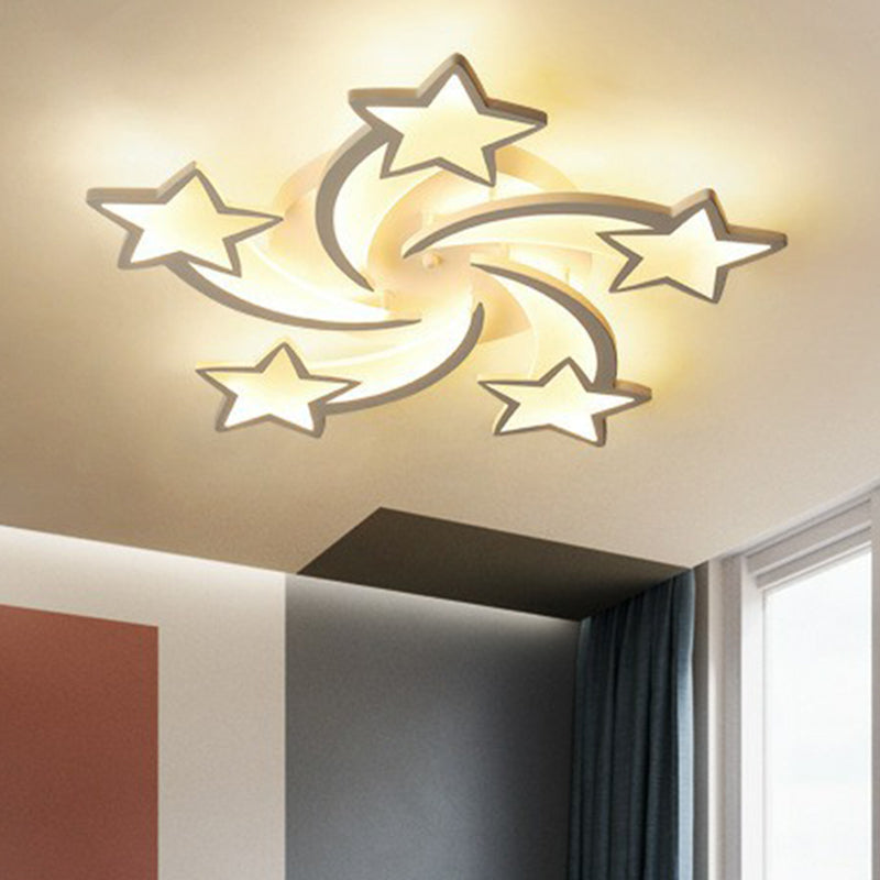 Swirling Star Acrylic Ceiling Mounted Light Minimalist White LED Semi Flush Mount for Living Room