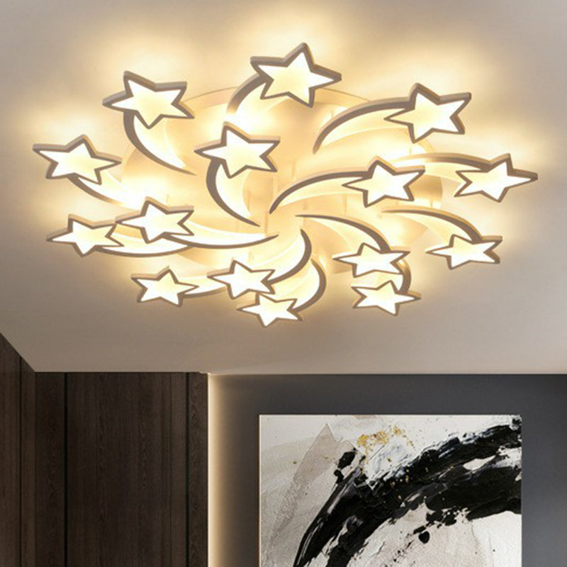 Swirling Star Acrylic Ceiling Mounted Light Minimalist White LED Semi Flush Mount for Living Room