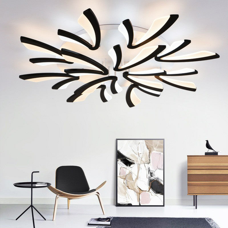 Löwenzahndecke Decken montiertes leichte minimalistische Acryl Wohnzimmer LED SEMI Flush Mount in Weiß