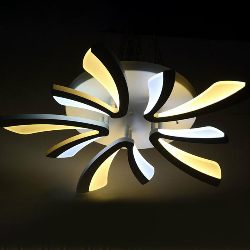 Löwenzahndecke Decken montiertes leichte minimalistische Acryl Wohnzimmer LED SEMI Flush Mount in Weiß