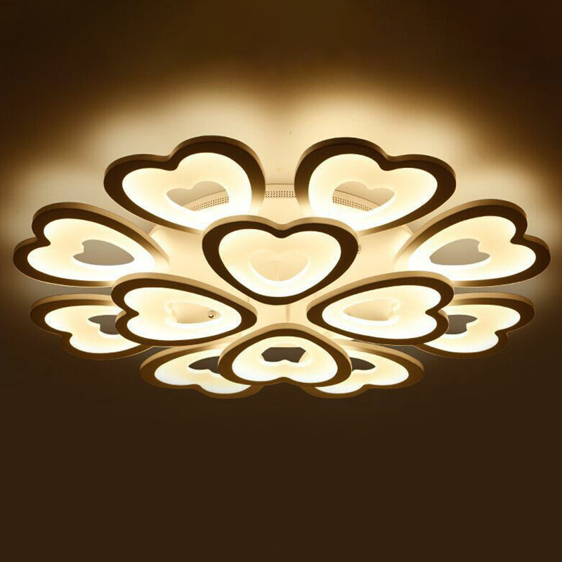 Acrílico Heart LED Semi Flush Moderno White Flush Techo Accesorio para sala de estar para sala de estar