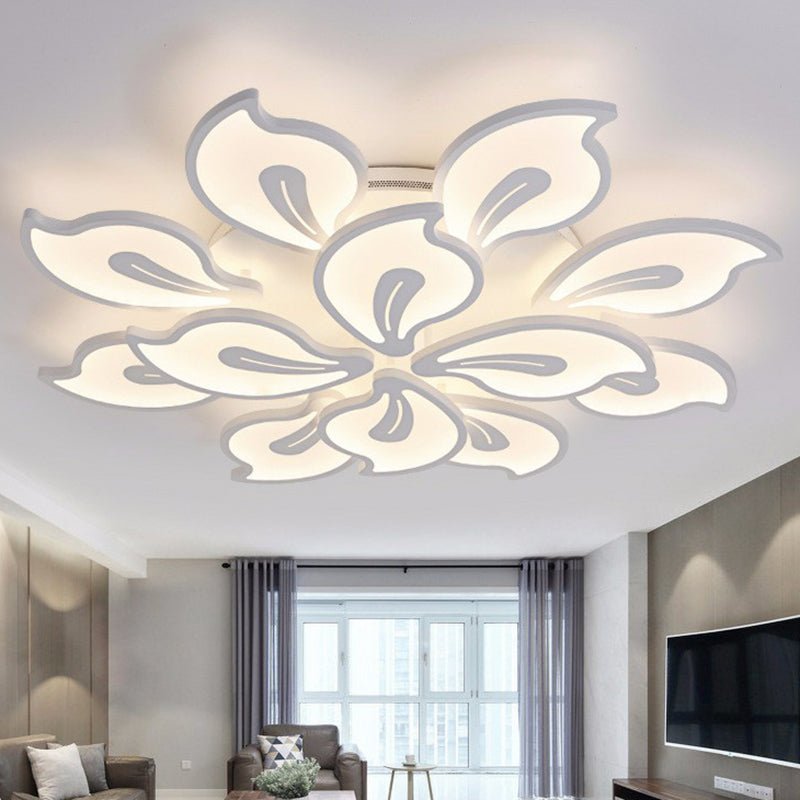 LED de fleur semi-rinçage Éclairage moderne plafond métallique blanc monté