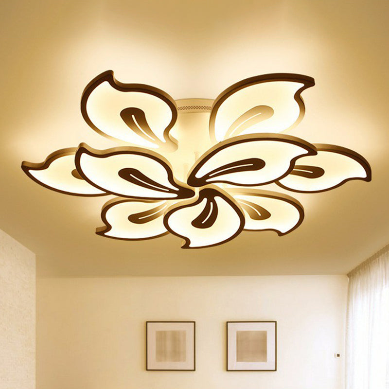 LED de fleur semi-rinçage Éclairage moderne plafond métallique blanc monté