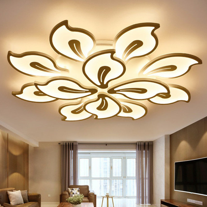 Illuminazione semifulpa a flossom a fluso moderno a soffitto bianco metallizzato a soffitto montato