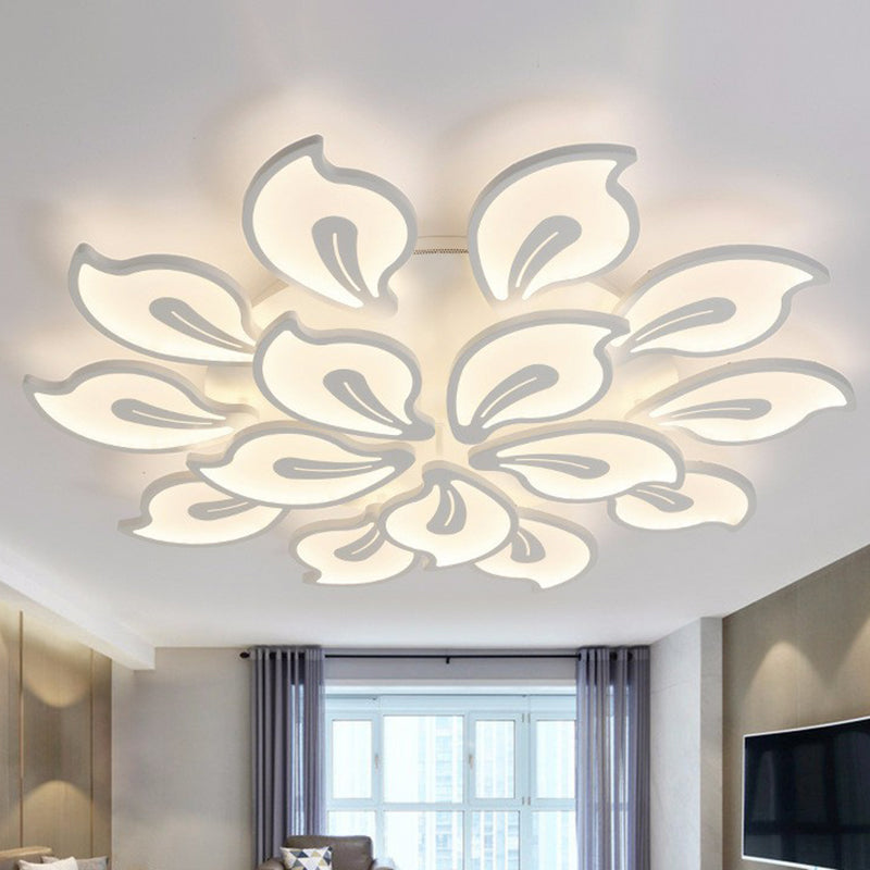 LED de fleur semi-rinçage Éclairage moderne plafond métallique blanc monté