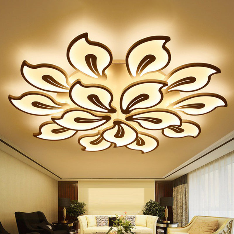 LED de fleur semi-rinçage Éclairage moderne plafond métallique blanc monté