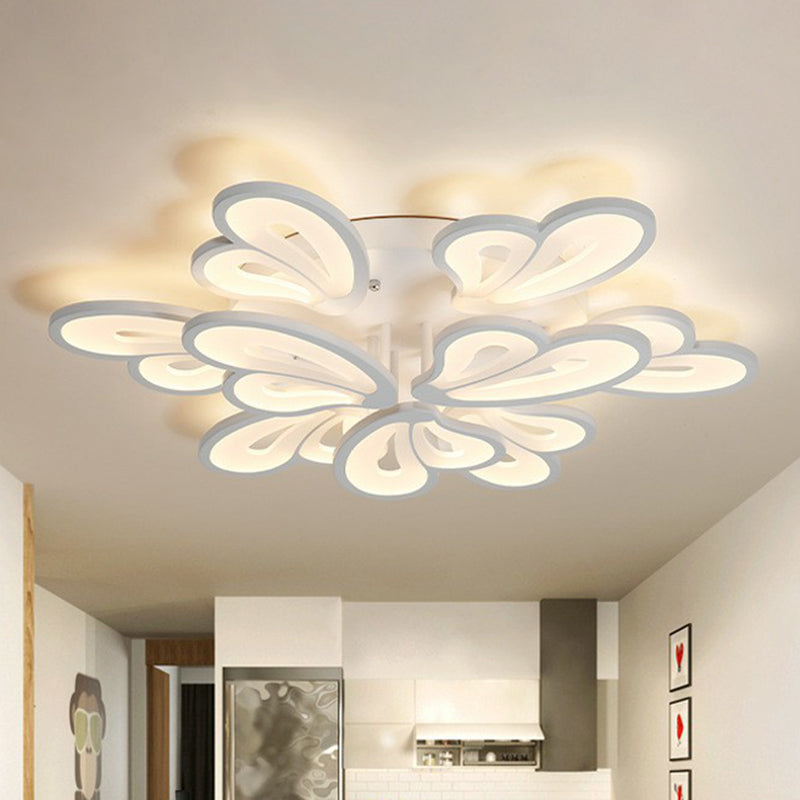 Acrylic Butterfly Flush Mount Light Contemporary White LED Semi Flush Ceiling Light