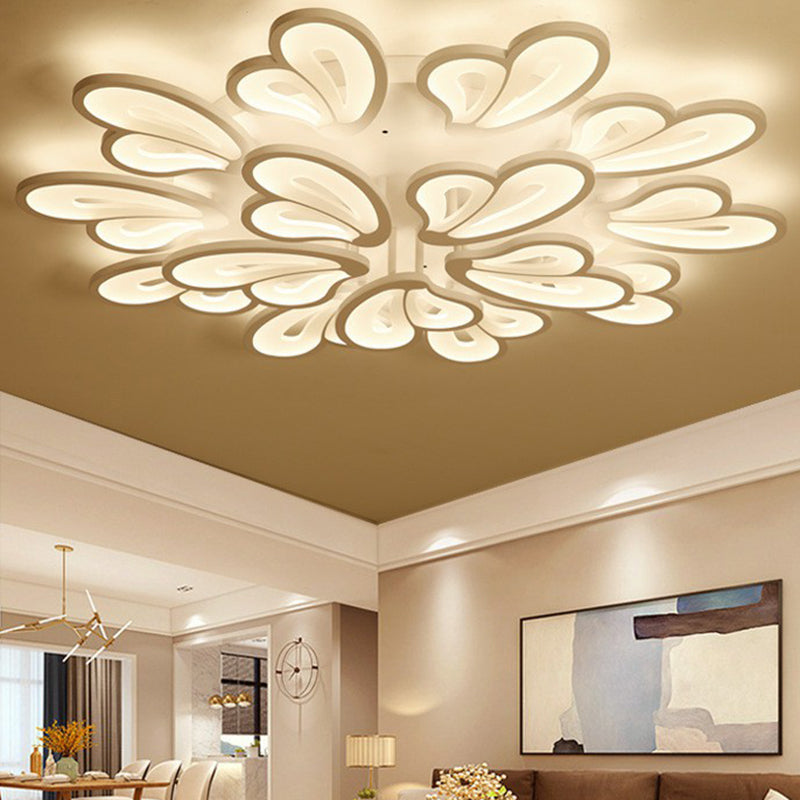 Acrylbutterflügel Flush Mount Leichte zeitgenössische weiße LED -Semi -Flush -Deckenleuchte