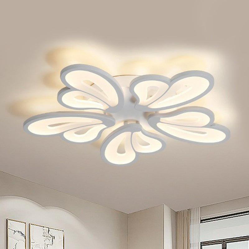 Acrylic Butterfly Flush Mount Light Contemporary White LED Semi Flush Ceiling Light