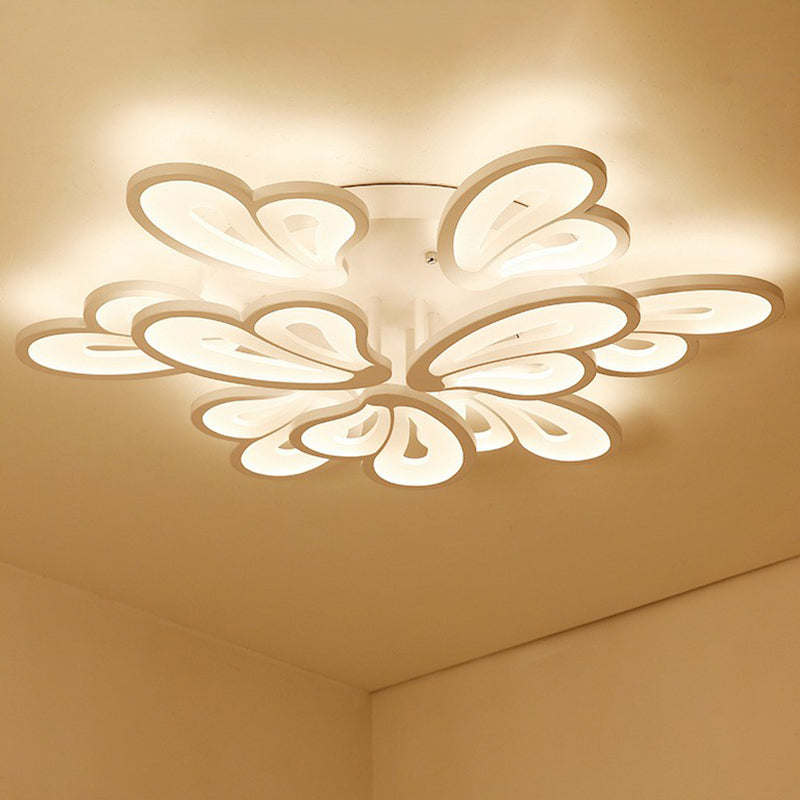 Acrylic Butterfly Flush Mount Light Contemporary White LED Semi Flush Ceiling Light