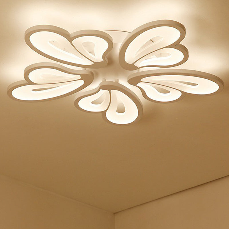 Acrylic Butterfly Flush Mount Light Contemporary White LED Semi Flush Ceiling Light