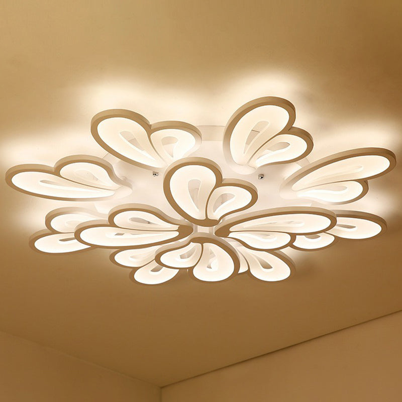 Acrylic Butterfly Flush Mount Light Contemporary White LED Semi Flush Ceiling Light