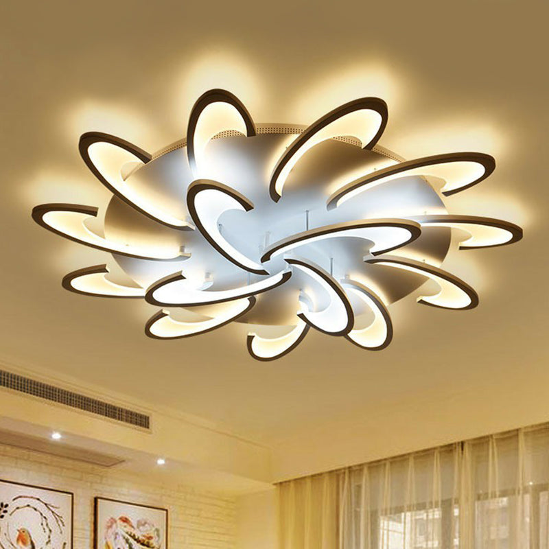 Windmill Acrylic LED Semi Flush Light Simplicity White Ceiling Flush Mount for Living Room