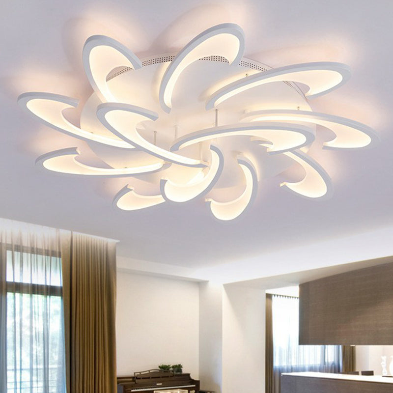 Windmill Acrylic LED Semi Flush Light Simplicity White Ceiling Flush Mount for Living Room