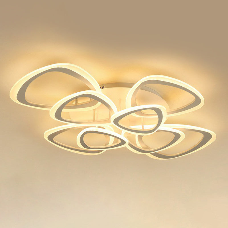 Driehoek woonkamer spoeling mount licht acryl hedendaags led semi spoel plafondlicht in wit