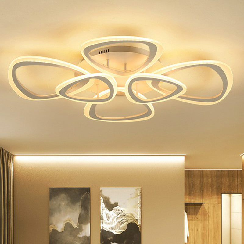 Triangle Living Room Flush Mount Light Acrylic Contemporary LED Semi Flush Ceiling Light in White