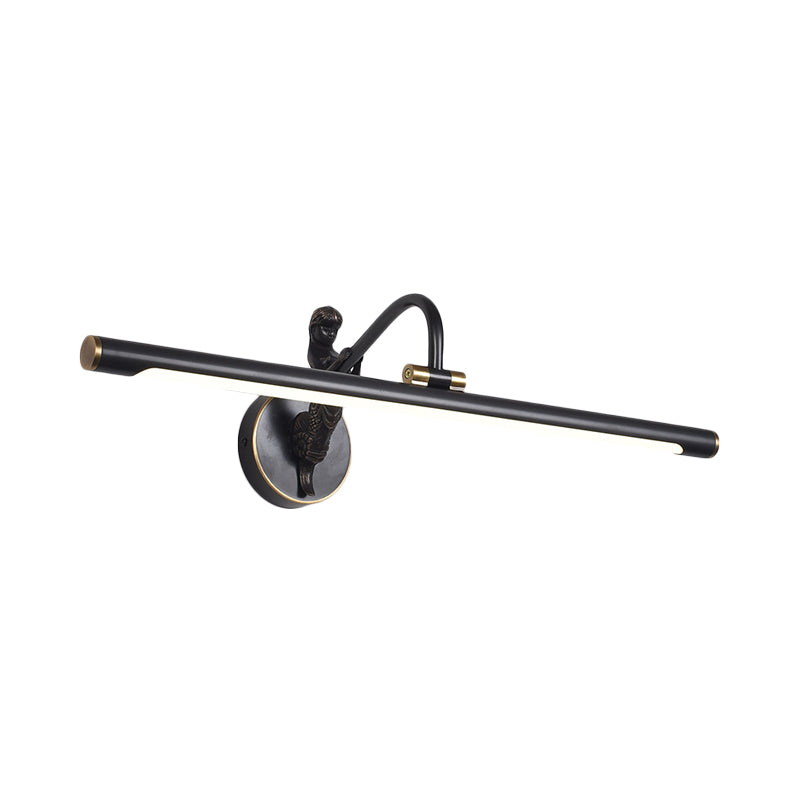 Tubo de latón negro/antiguo iluminación de tocador LED de metal clásico de 14 "/18"/23 "W Baño de pared de pared