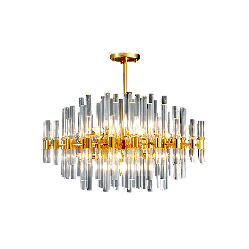 Oval Chandelier Lighting Modern Crystal Tube 5 Lights Gold Ceiling Pendant Light for Living Room