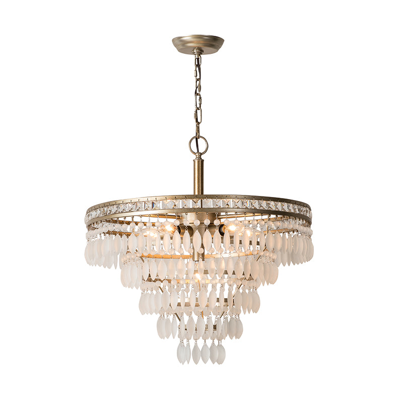 Tiered Ceiling Light Fixture Contemporary Crystal 6 Lights Antique Silver Chandelier Light for Bedroom