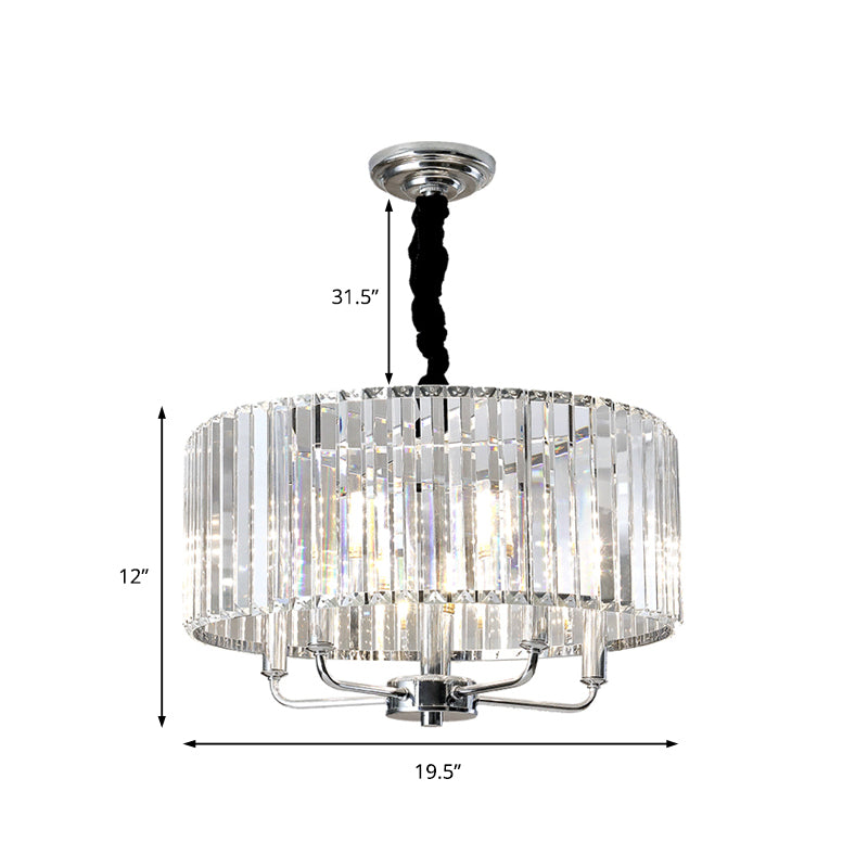 Tri-Side-Gla-Stangen-Trommel Deckenleuchte moderne 4 Lichter Chrom Deckenleuchte, 19,5 "/23,5" breit