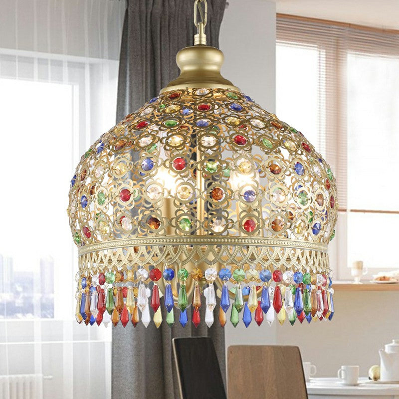 3 koppen hanglamp vintage koepel ijzerophanging verlichtingsarmatuur met kristal accent